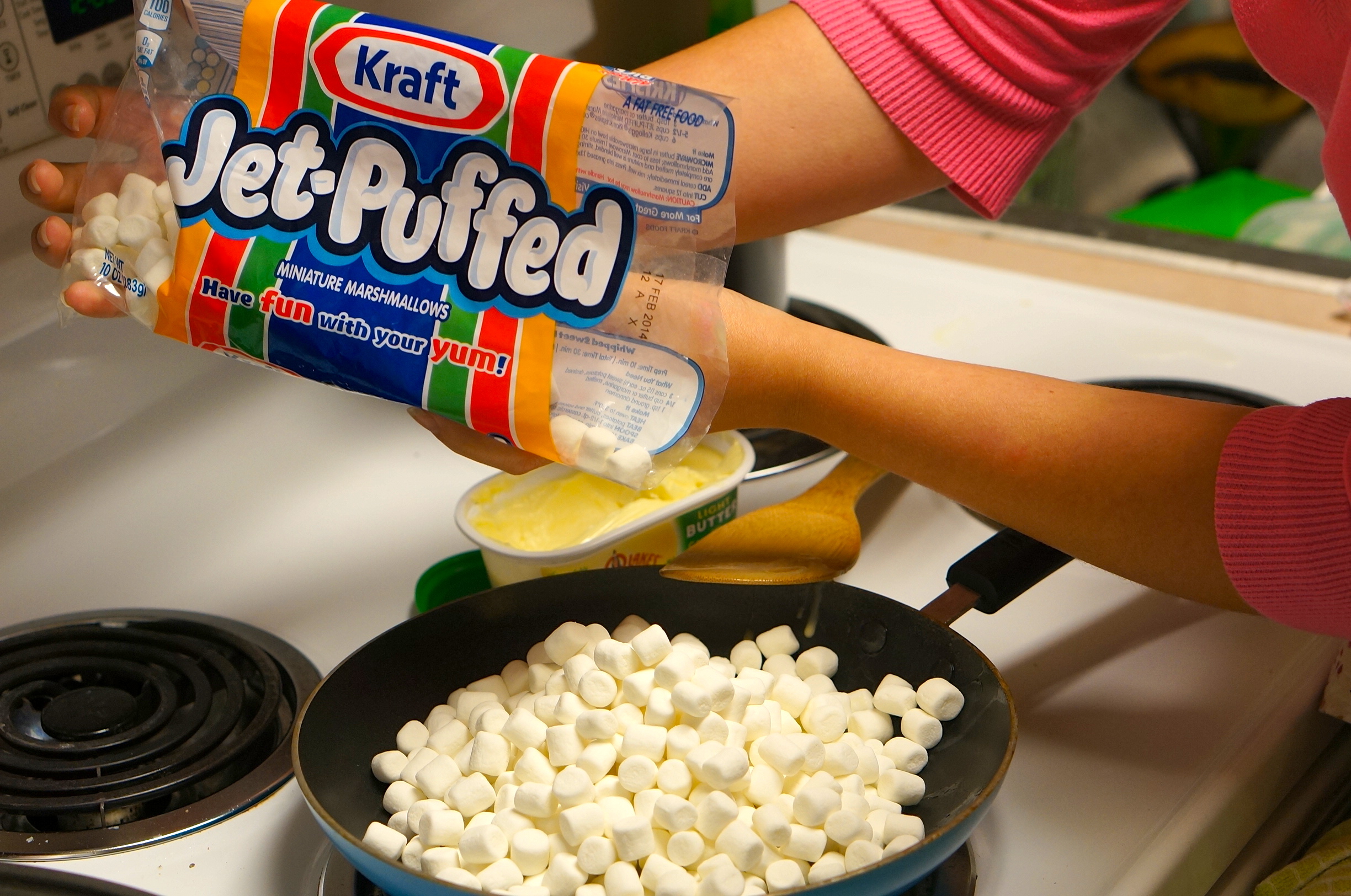 add marshmallows to butter