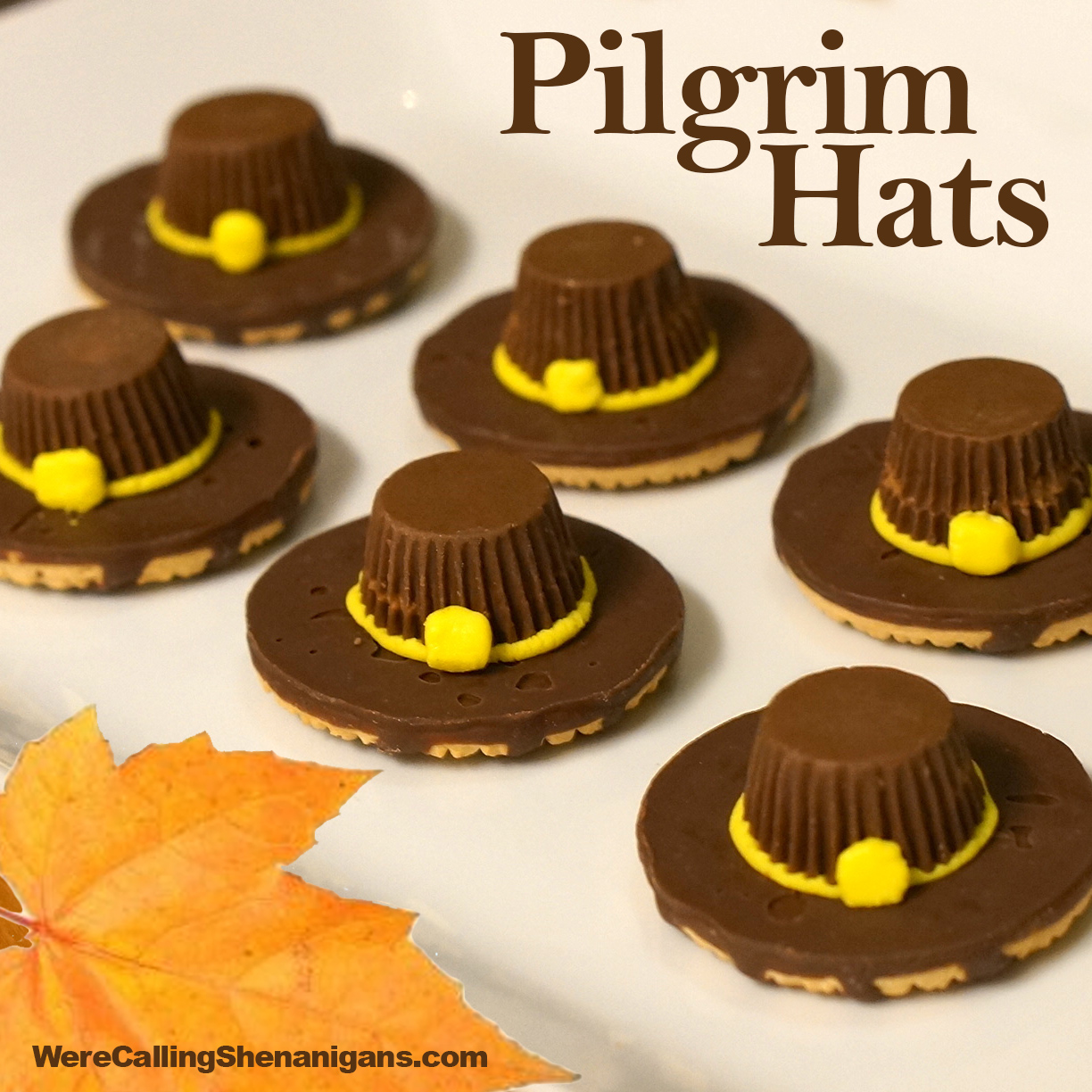 Thanksgiving pilgrim hat cookies