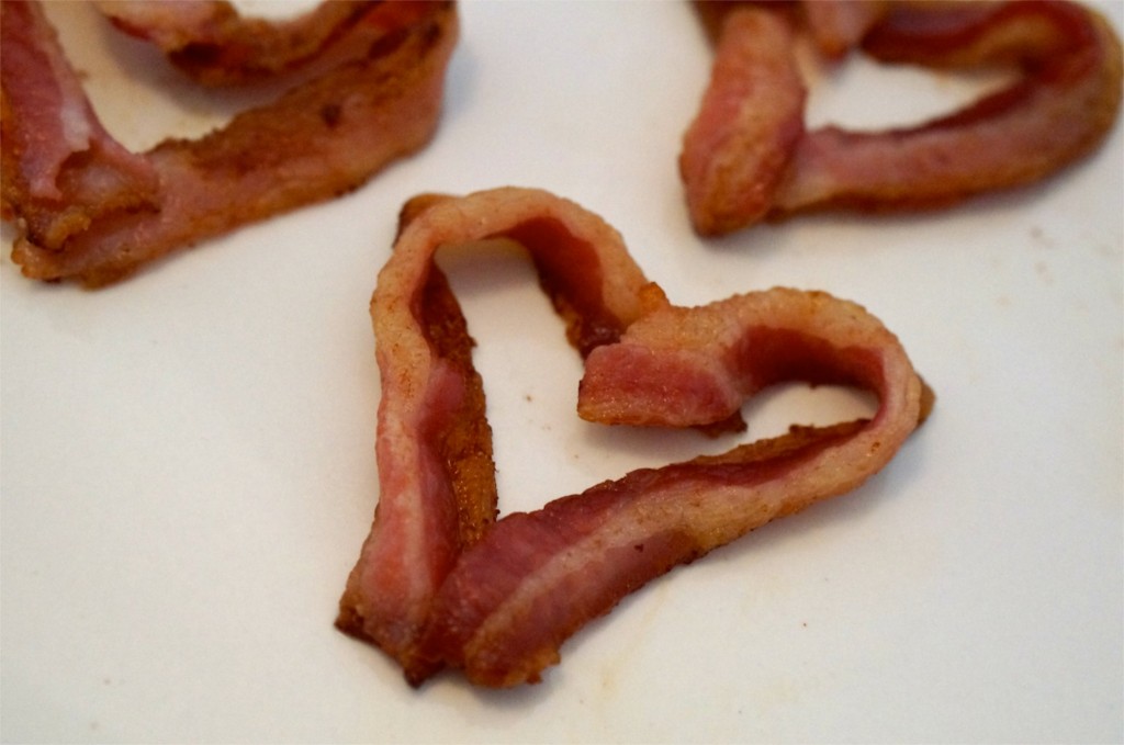 bacon shaped like hearts