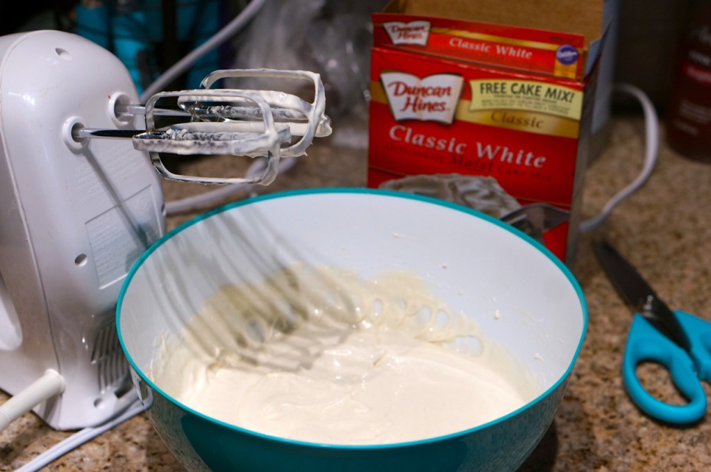 mix the cake mix for the owl cupcakes